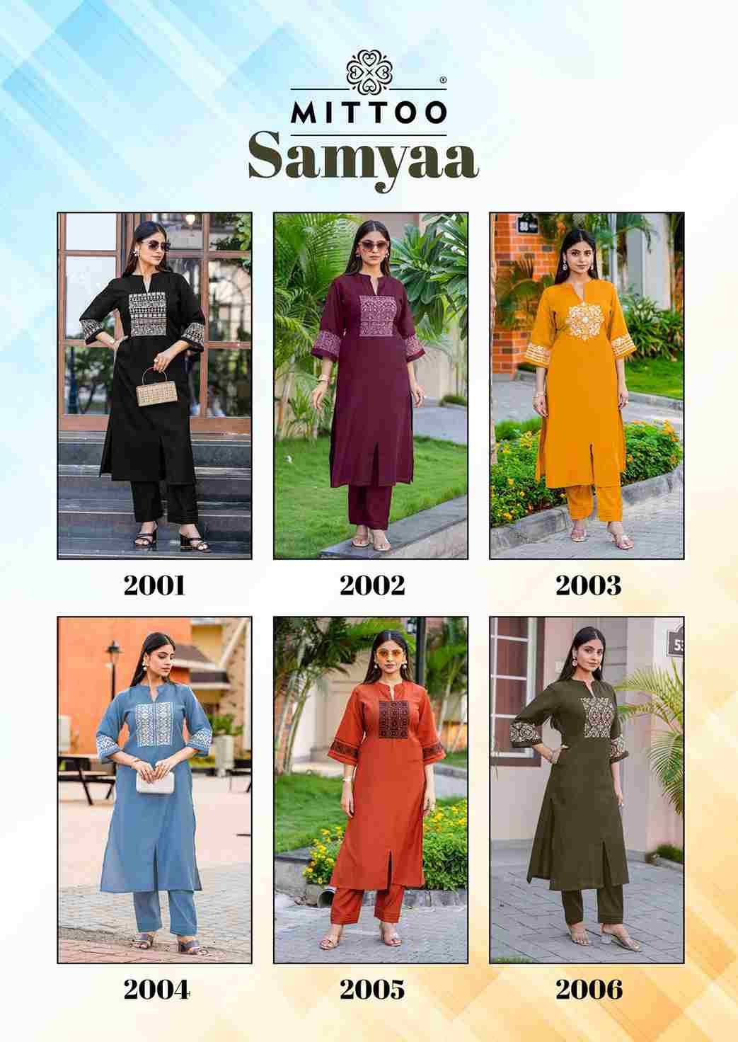 Samyaa By Mittoo 2001 To 2006 Series Designer Stylish Fancy Colorful Beautiful Party Wear & Ethnic Wear Collection Viscose Print Kurtis With Bottom At Wholesale Price