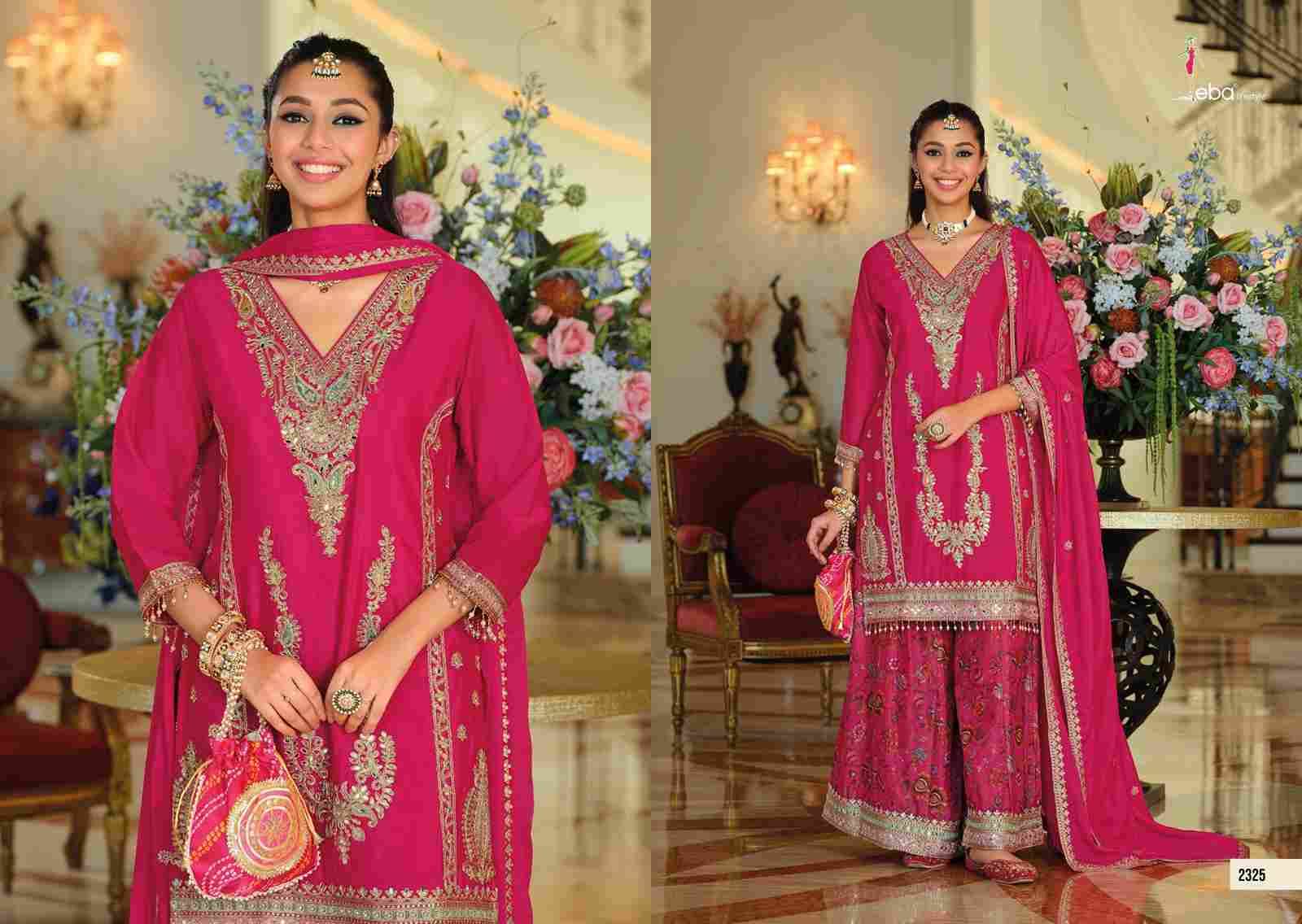 Rang Vol-3 By Eba Lifestyle 2325 To 2327 Series Beautiful Stylish Sharara Suits Fancy Colorful Casual Wear & Ethnic Wear & Ready To Wear Heavy Chinnon Dresses At Wholesale Price