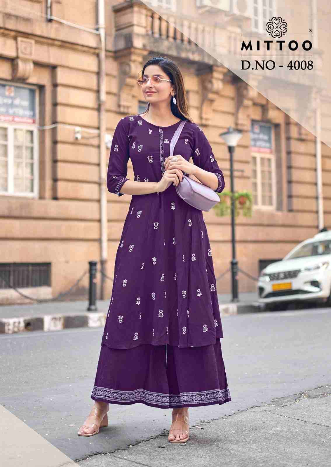 Toral Vol-2 By Mittoo 4006 To 4010 Series Designer Stylish Fancy Colorful Beautiful Party Wear & Ethnic Wear Collection Rayon Print Kurtis With Bottom At Wholesale Price