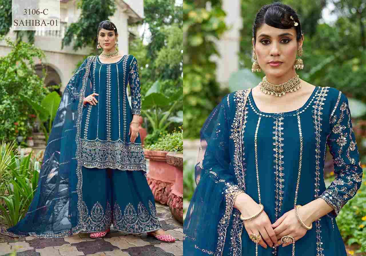 Sahiba Vol-1 By Senhora Dresses 3106-A To 3106-G Series Beautiful Stylish Sharara Suits Fancy Colorful Casual Wear & Ethnic Wear & Ready To Wear Heavy Chinnon Dresses At Wholesale Price