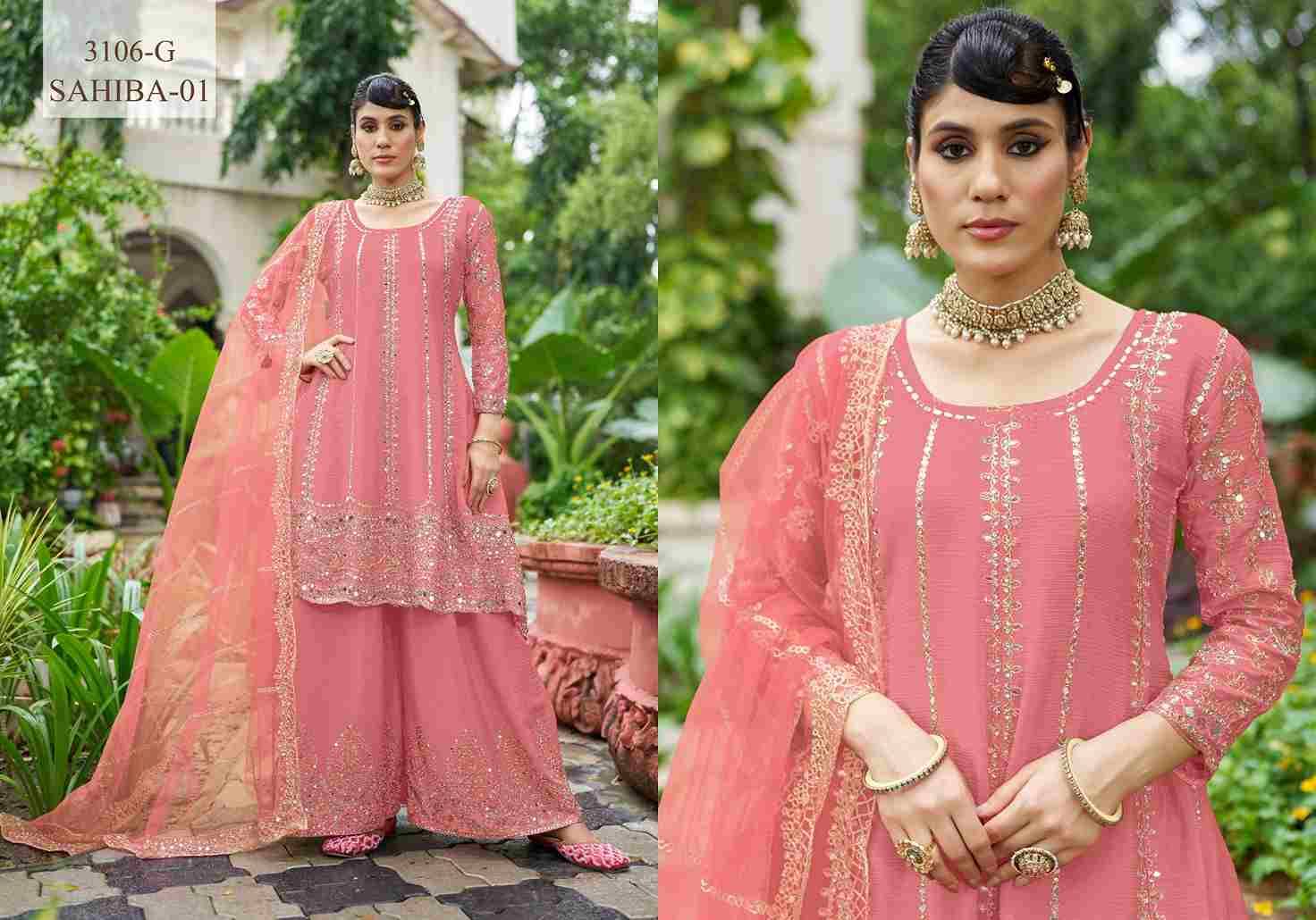 Sahiba Vol-1 By Senhora Dresses 3106-A To 3106-G Series Beautiful Stylish Sharara Suits Fancy Colorful Casual Wear & Ethnic Wear & Ready To Wear Heavy Chinnon Dresses At Wholesale Price