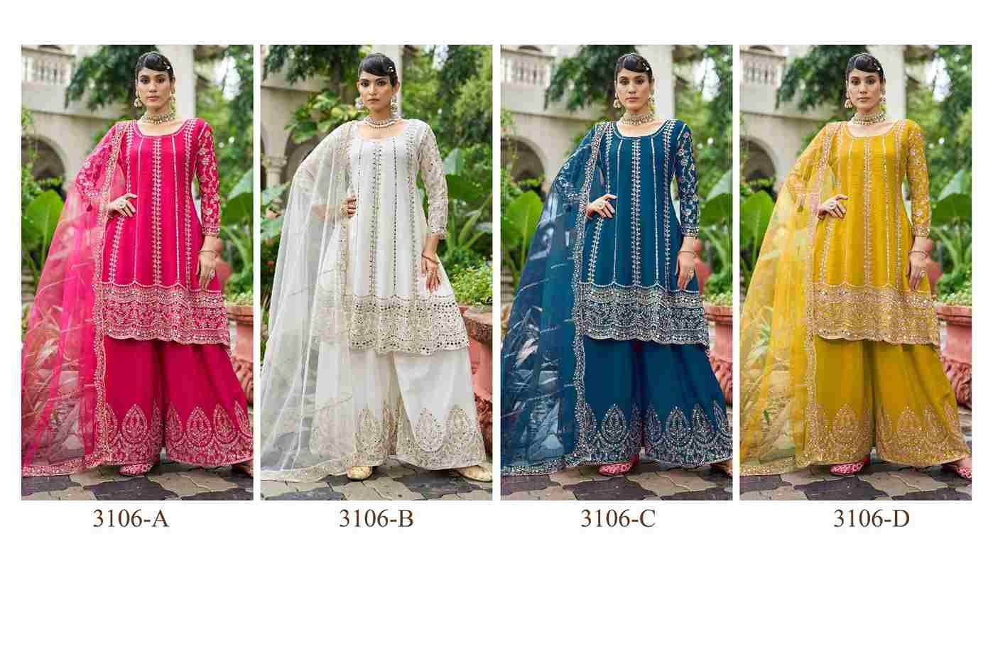 Sahiba Vol-1 By Senhora Dresses 3106-A To 3106-G Series Beautiful Stylish Sharara Suits Fancy Colorful Casual Wear & Ethnic Wear & Ready To Wear Heavy Chinnon Dresses At Wholesale Price