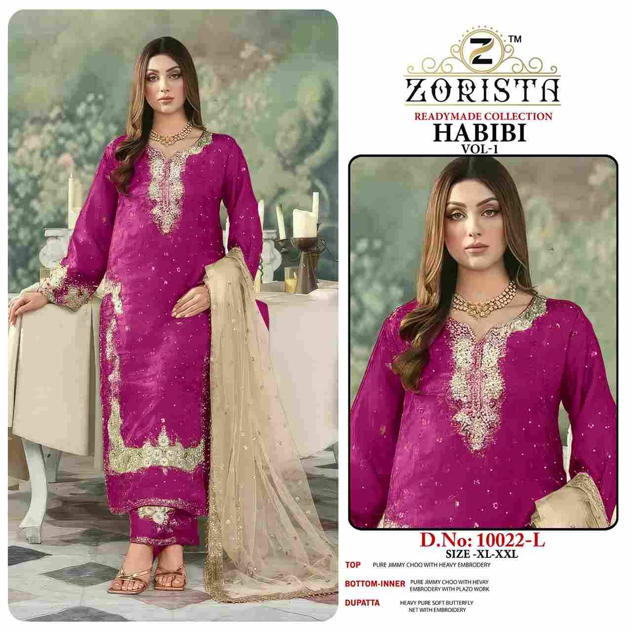 Habibi Vol-3 By Zorista 10022-L To 10022-O Series Designer Pakistani Suits Beautiful Fancy Stylish Colorful Party Wear & Occasional Wear Jimmy Choo With Embroidery Dresses At Wholesale Price