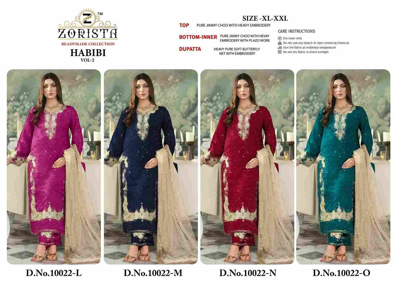 Habibi Vol-3 By Zorista 10022-L To 10022-O Series Designer Pakistani Suits Beautiful Fancy Stylish Colorful Party Wear & Occasional Wear Jimmy Choo With Embroidery Dresses At Wholesale Price