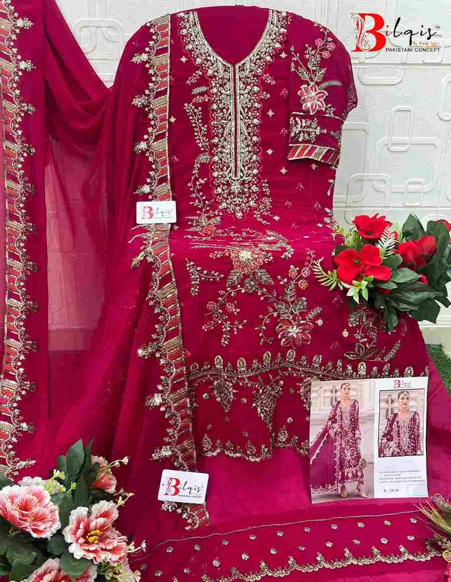 Bilqis 243 Colours By Bilqis 243-A To 243-E Series Beautiful Pakistani Suits Stylish Fancy Colorful Party Wear & Occasional Wear Faux Georegtte Embroidery Dresses At Wholesale Price