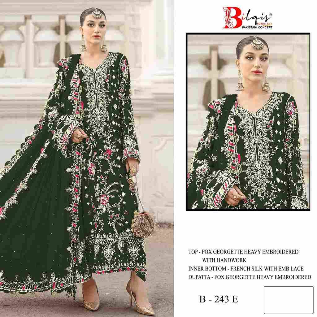 Bilqis 243 Colours By Bilqis 243-A To 243-E Series Beautiful Pakistani Suits Stylish Fancy Colorful Party Wear & Occasional Wear Faux Georegtte Embroidery Dresses At Wholesale Price