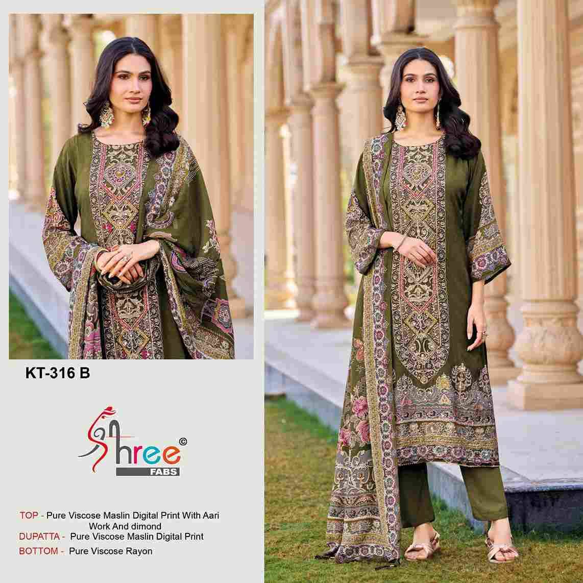 Shree Fabs Hit Design KT-316 Colours By Shree Fabs KT-316-A To KT-316-D Series Designer Pakistani Suits Beautiful Fancy Stylish Colorful Party Wear & Occasional Wear Pure Viscose Muslin Embroidery Dresses At Wholesale Price