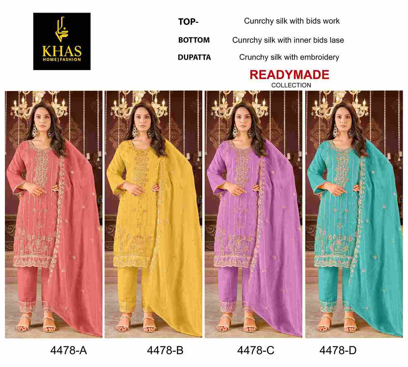 Khas 4478 Colours By Khas 4478-A To 4478-D Series Beautiful Pakistani Suits Colorful Stylish Fancy Casual Wear & Ethnic Wear Heavy Silk Dresses At Wholesale Price