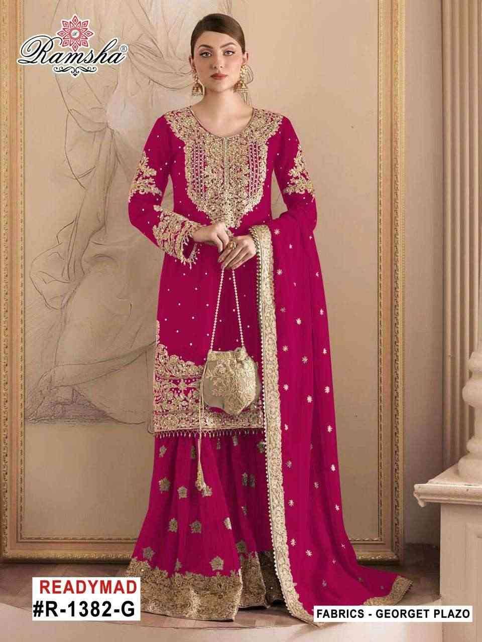 Ramsha 1382 Colours Vol-2 By Ramsha 1382-E To 1382-H Series Designer Pakistani Suits Beautiful Fancy Colorful Stylish Party Wear & Occasional Wear Georgette Embroidered Dresses At Wholesale Price