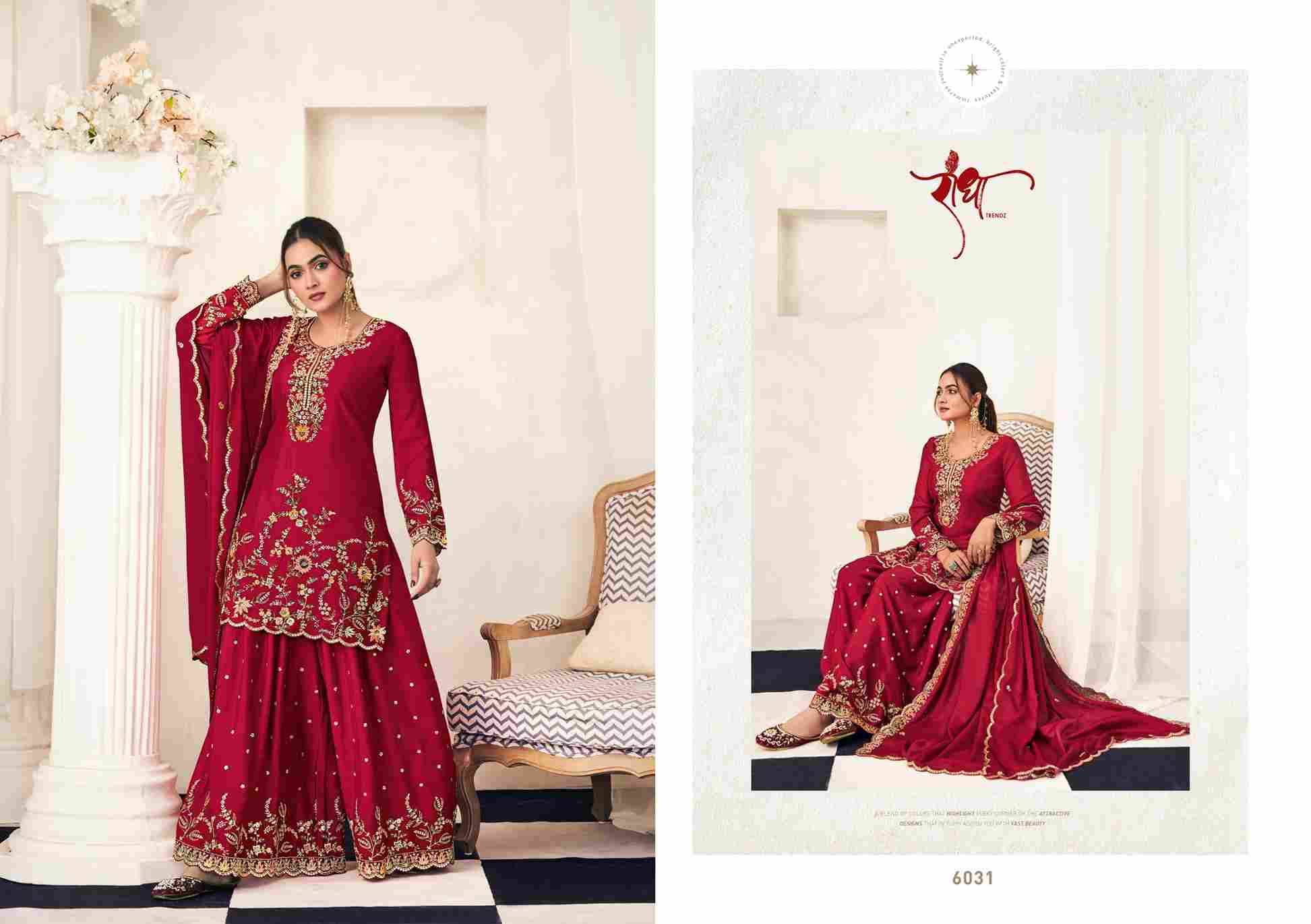Payal By Radha Trendz 6031 To 6034 Series Sharara Suits Beautiful Fancy Colorful Stylish Party Wear & Occasional Wear Premium Chinnon Dresses At Wholesale Price
