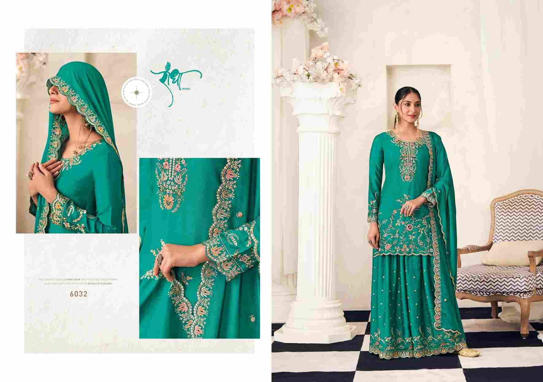 Payal By Radha Trendz 6031 To 6034 Series Sharara Suits Beautiful Fancy Colorful Stylish Party Wear & Occasional Wear Premium Chinnon Dresses At Wholesale Price