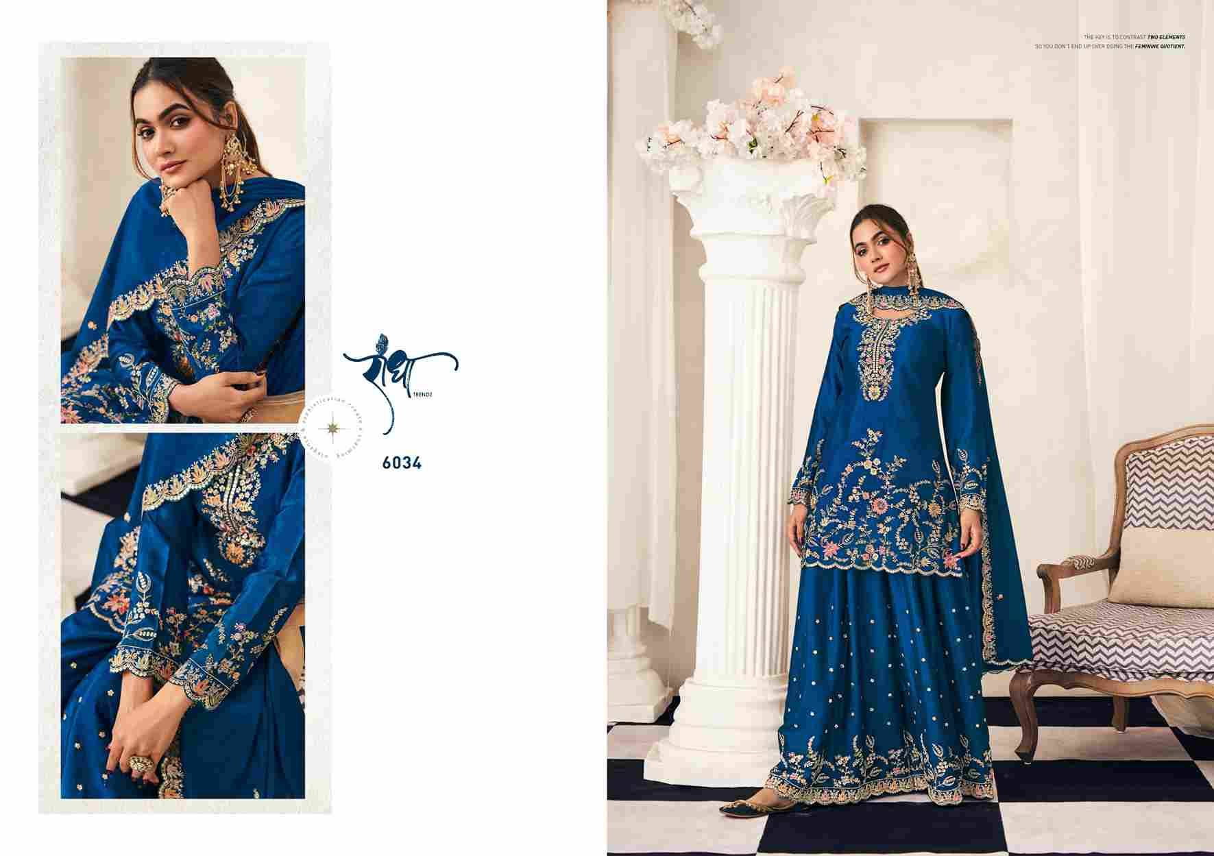 Payal By Radha Trendz 6031 To 6034 Series Sharara Suits Beautiful Fancy Colorful Stylish Party Wear & Occasional Wear Premium Chinnon Dresses At Wholesale Price