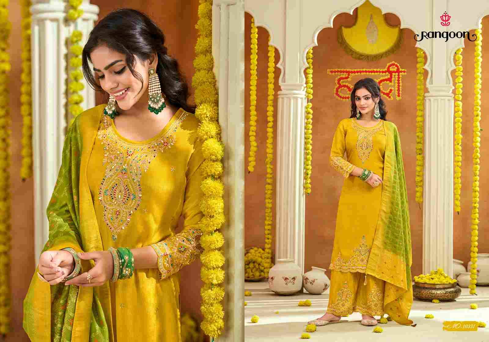 Haldi Mehndi Vol-2 By Rangoon 10331 To 10332 Series Beautiful Stylish Festive Suits Fancy Colorful Casual Wear & Ethnic Wear & Ready To Wear Chinnon With Work Dresses At Wholesale Price