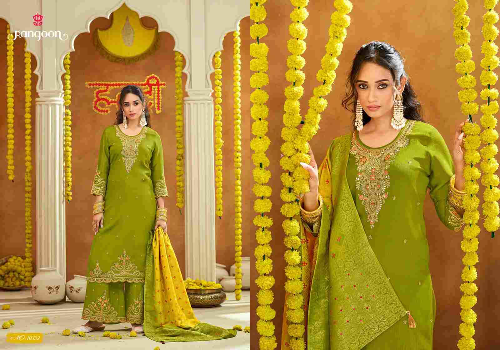 Haldi Mehndi Vol-2 By Rangoon 10331 To 10332 Series Beautiful Stylish Festive Suits Fancy Colorful Casual Wear & Ethnic Wear & Ready To Wear Chinnon With Work Dresses At Wholesale Price