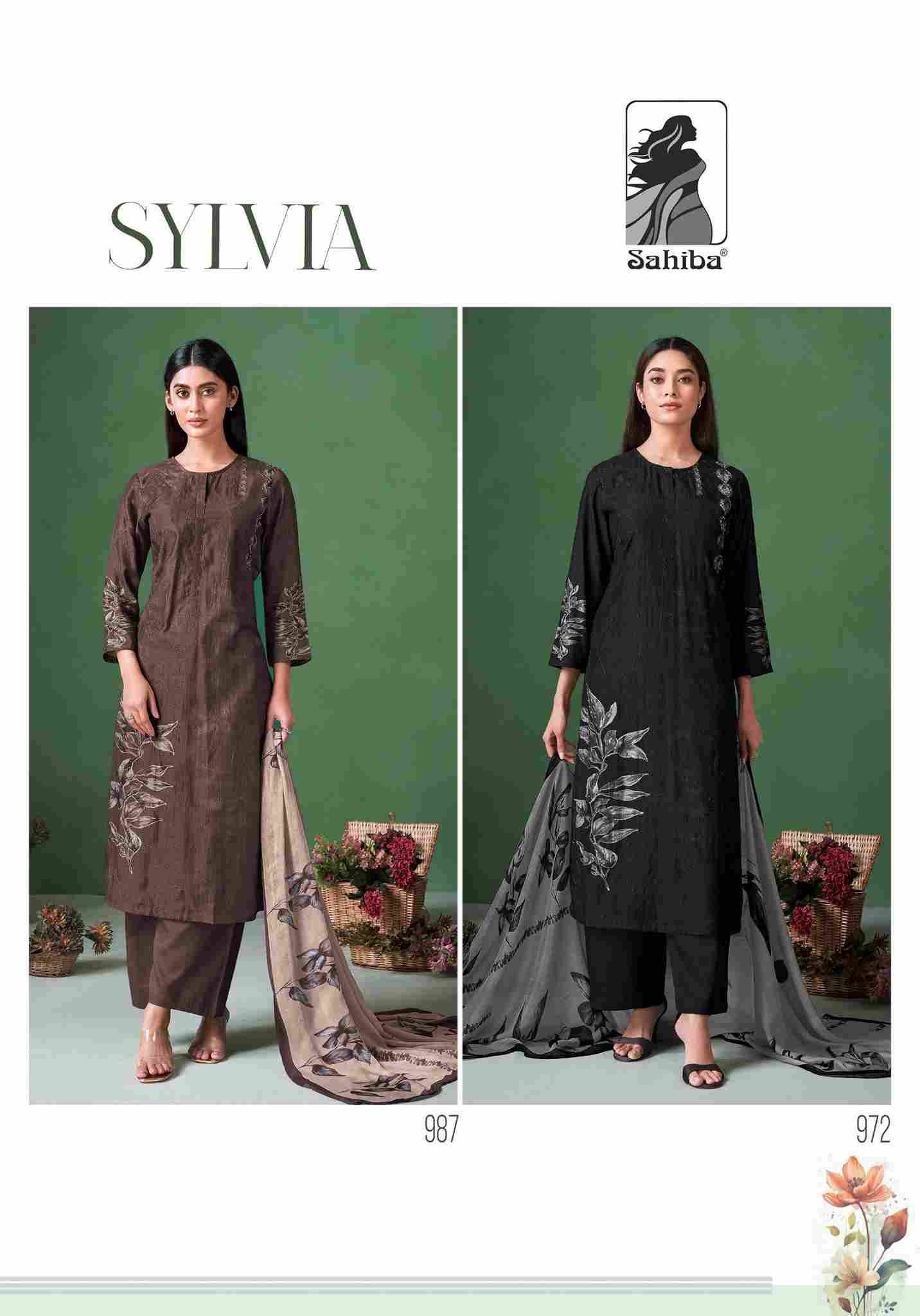 Sylvia By Sahiba Fabrics Beautiful Festive Suits Colorful Stylish Fancy Casual Wear & Ethnic Wear Pure Muslin Silk Print Dresses At Wholesale Price