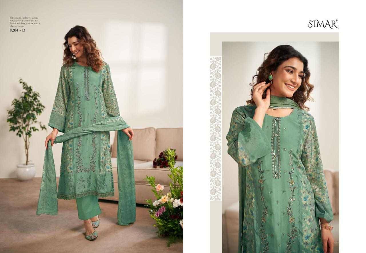 Ruvya By Simar 8204-A To 8204-D Series Beautiful Festive Suits Colorful Stylish Fancy Casual Wear & Ethnic Wear Premium Viscose Muslin Dresses At Wholesale Price