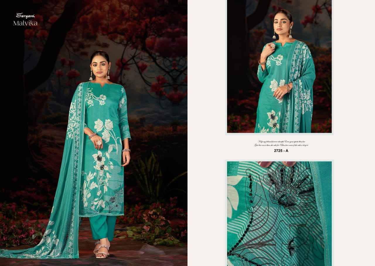 Malvika By Sargam Prints 2725-A To 2725-D Series Beautiful Festive Suits Stylish Fancy Colorful Casual Wear & Ethnic Wear Pure Muslin Dresses At Wholesale Price