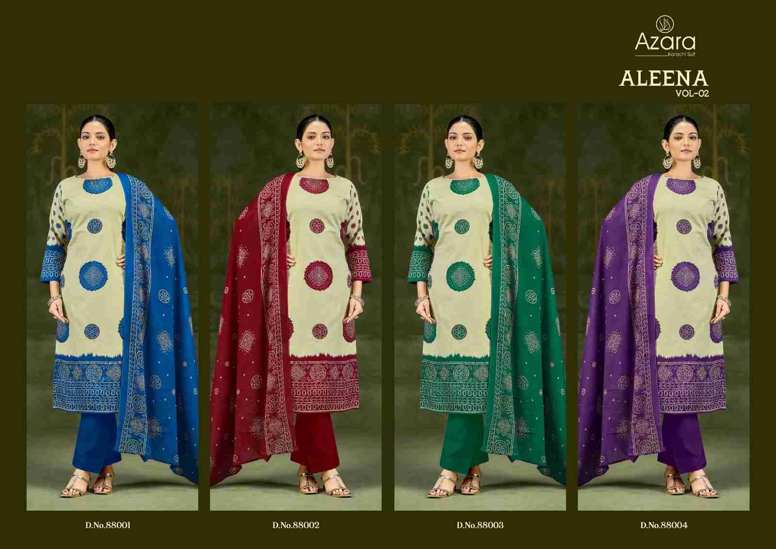 Aleena Vol-2 By Azara 88001 To 88004 Series Designer Stylish Fancy Colorful Beautiful Party Wear & Ethnic Wear Collection Pure Cotton Dresses At Wholesale Price