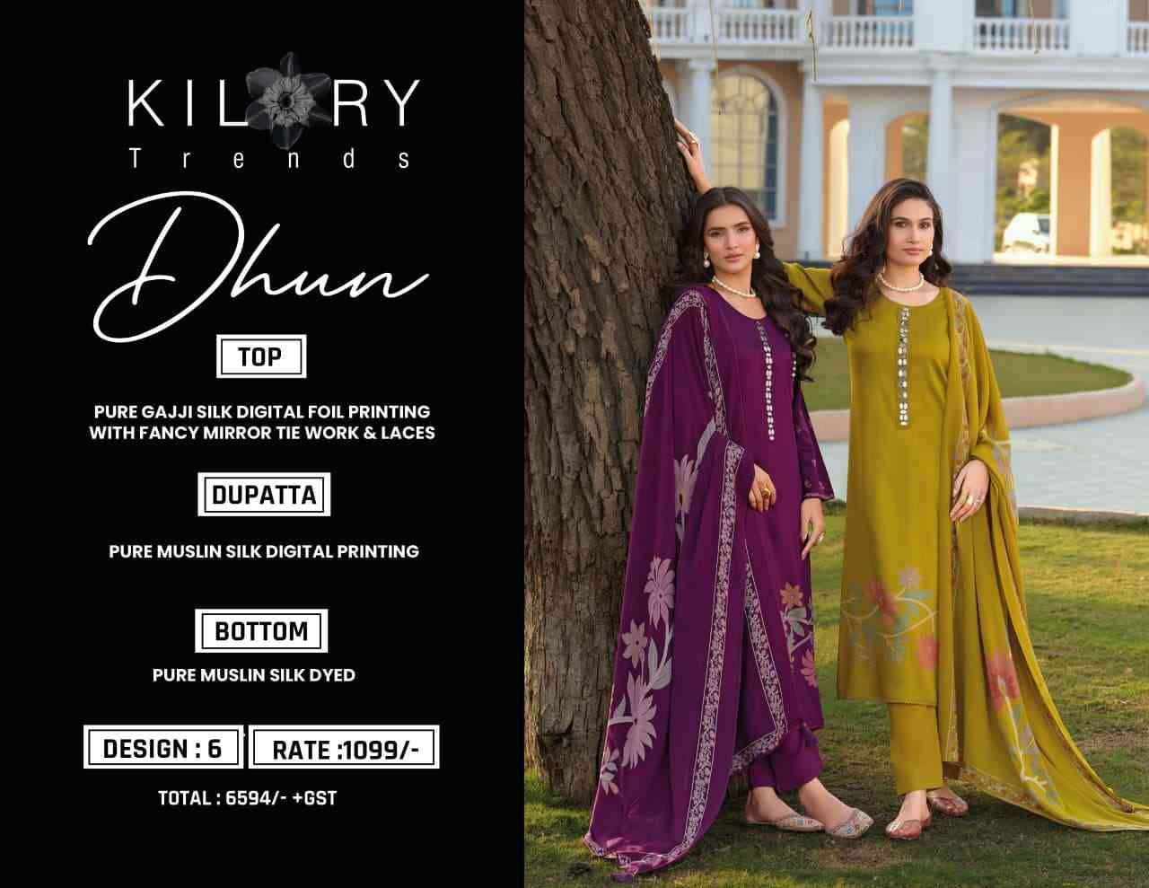 Dhun By Kilory 2171 To 2176 Series Beautiful Festive Suits Colorful Stylish Fancy Casual Wear & Ethnic Wear Pure Silk Dresses At Wholesale Price