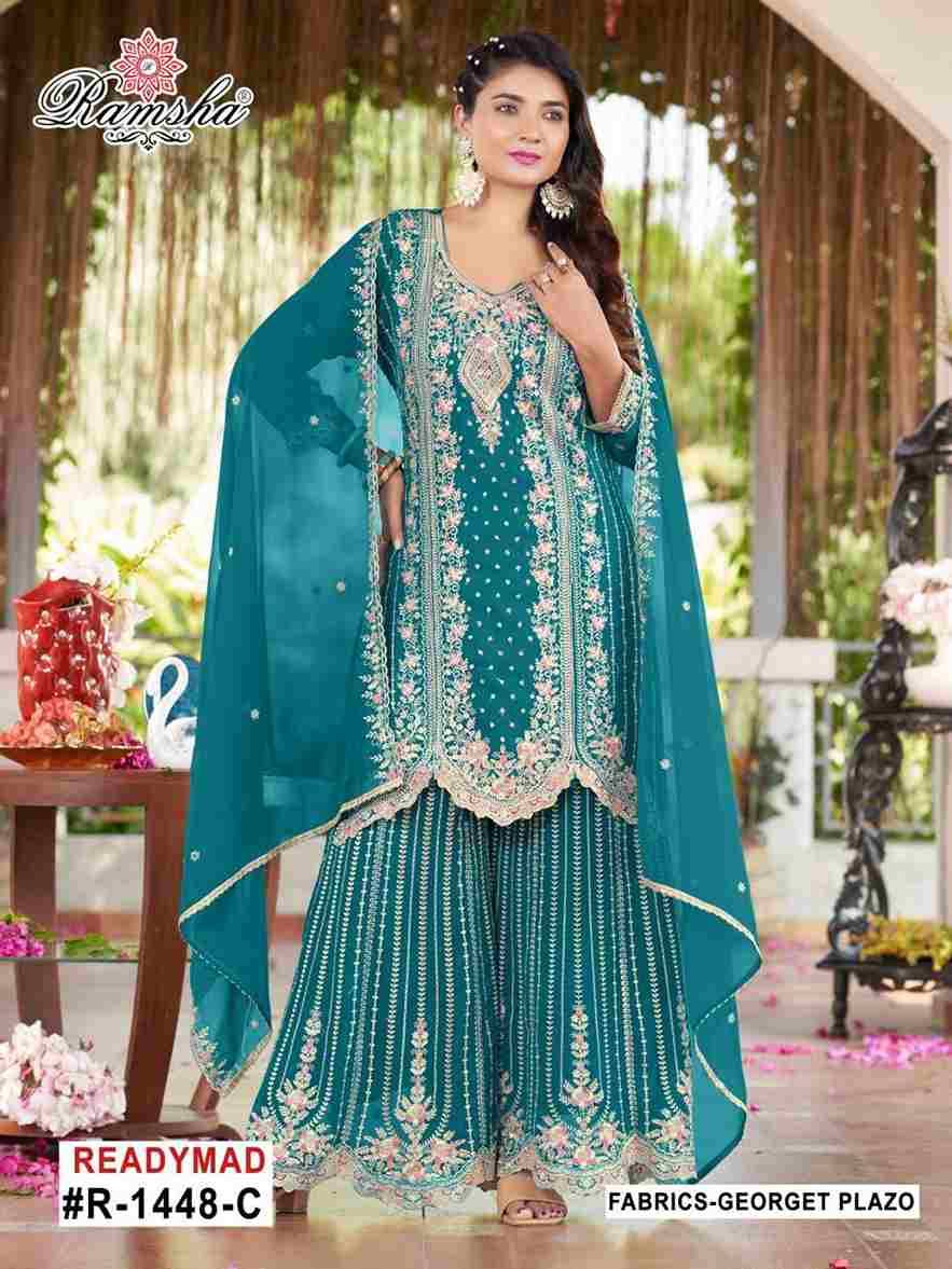 Ramsha 1448 Colours By Ramsha 1448-A To 1448-D Series Designer Pakistani Suits Beautiful Fancy Colorful Stylish Party Wear & Occasional Wear Georgette Embroidered Dresses At Wholesale Price