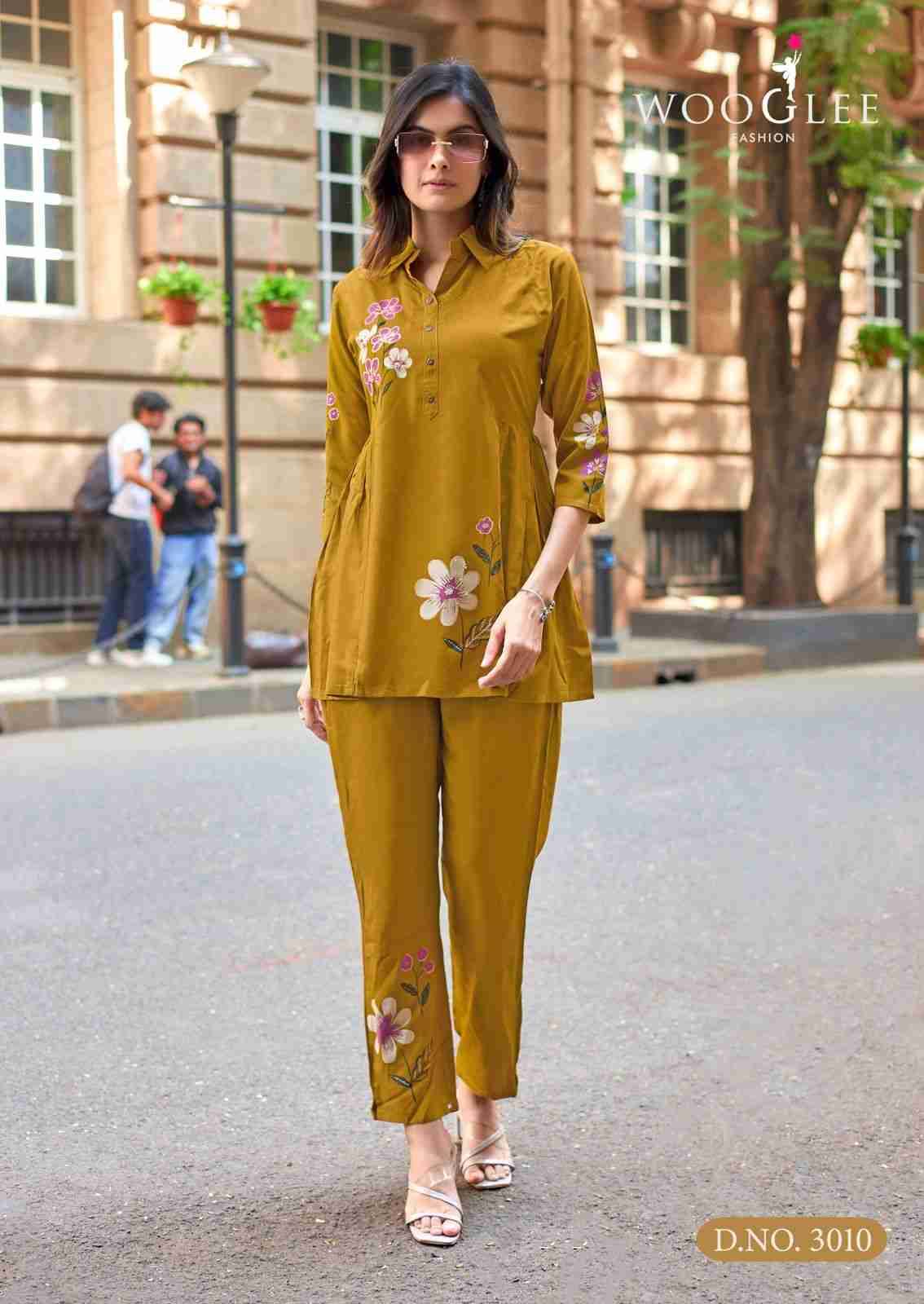 Tulip Vol-3 By Wooglee 3010 To 3014 Series Designer Stylish Fancy Colorful Beautiful Party Wear & Ethnic Wear Collection Heavy Rayon Co-Ord At Wholesale Price