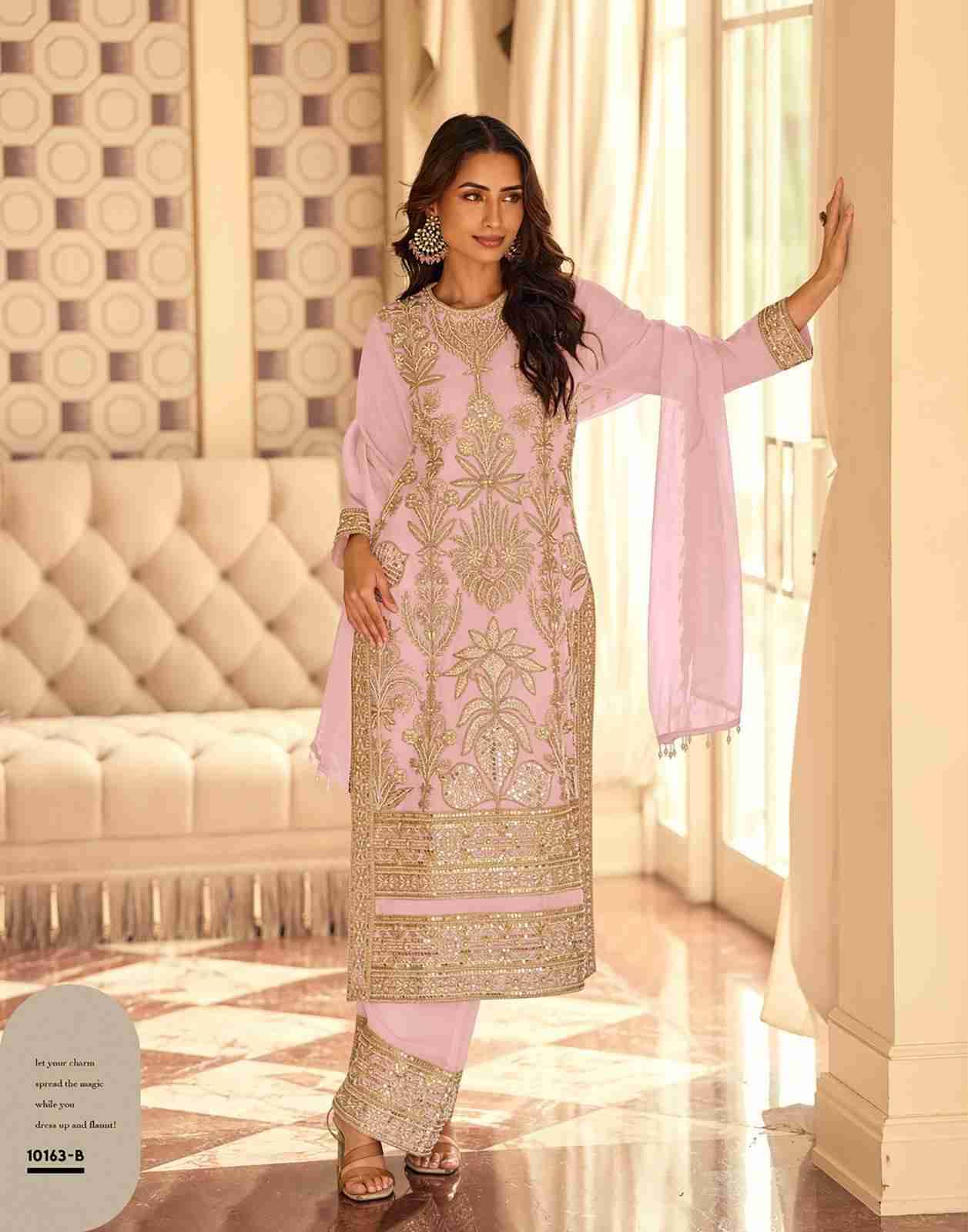 Rishta Gold By Sayuri 10163 To 10163-B Series Beautiful Festive Suits Colorful Stylish Fancy Casual Wear & Ethnic Wear Premium Georgette Dresses At Wholesale Price