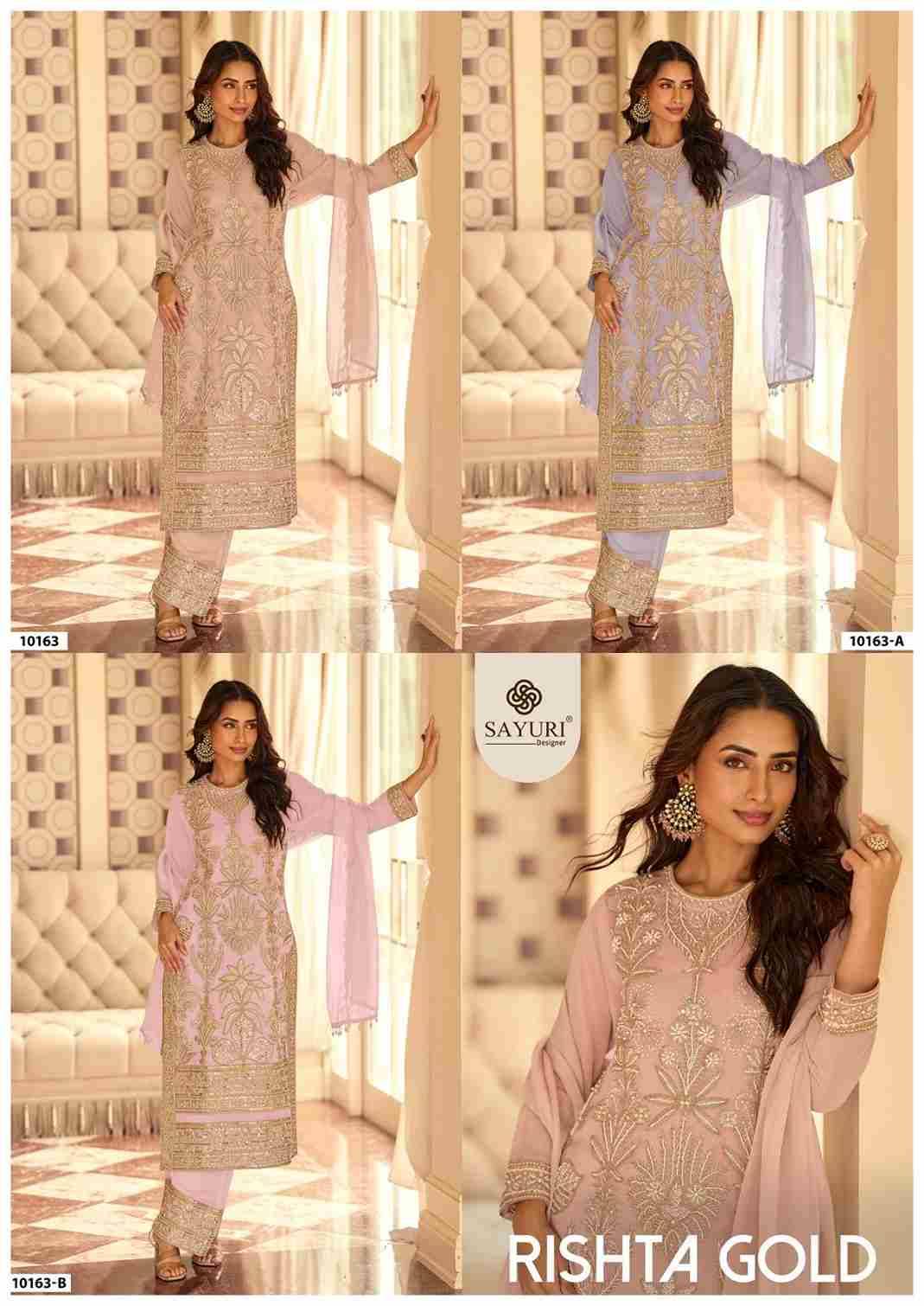 Rishta Gold By Sayuri 10163 To 10163-B Series Beautiful Festive Suits Colorful Stylish Fancy Casual Wear & Ethnic Wear Premium Georgette Dresses At Wholesale Price