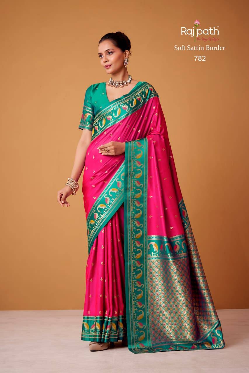 Flamingo By Rajpath 782 To 789 Series Indian Traditional Wear Collection Beautiful Stylish Fancy Colorful Party Wear & Occasional Wear Soft Satin Silk Sarees At Wholesale Price