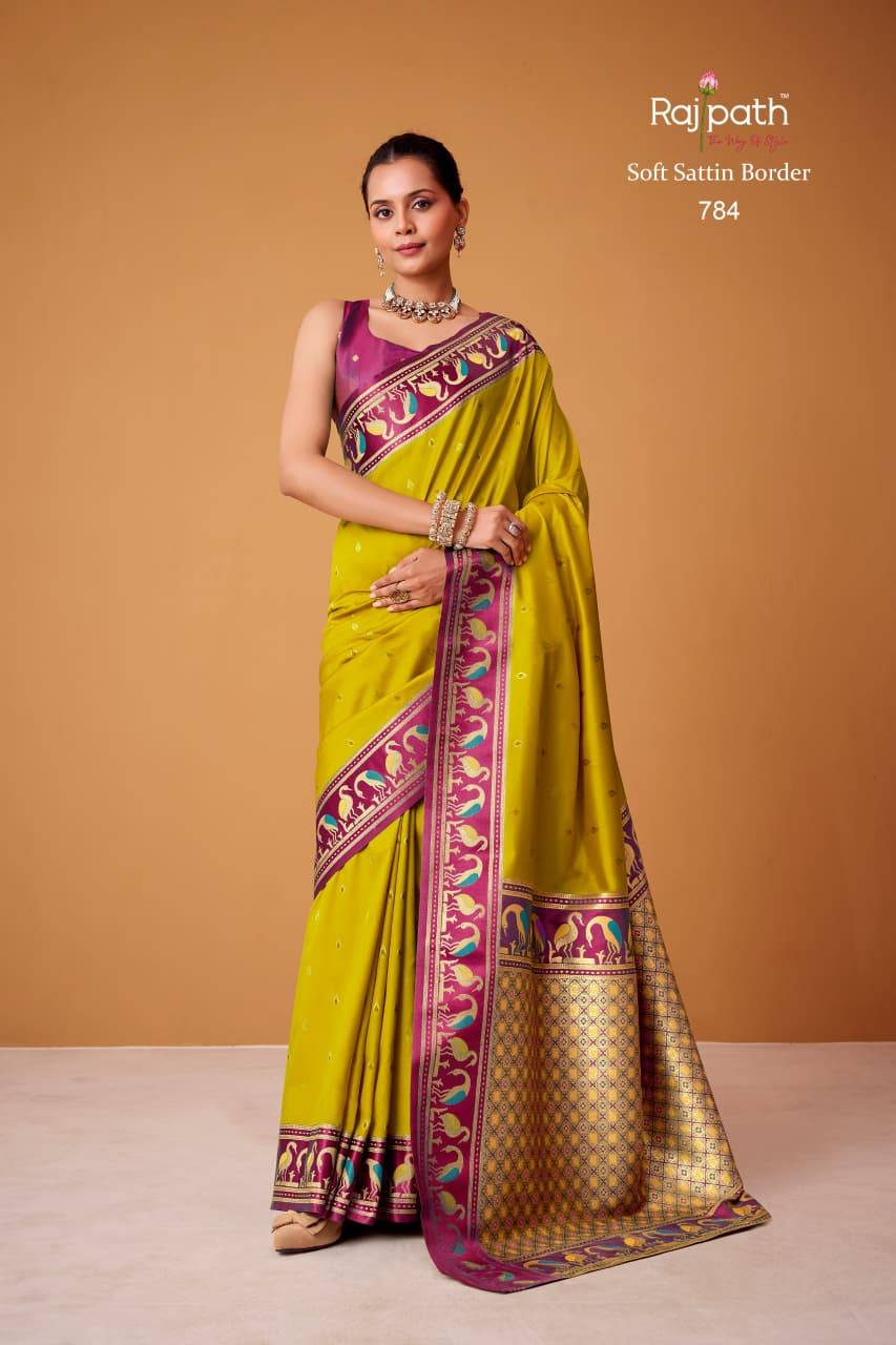 Flamingo By Rajpath 782 To 789 Series Indian Traditional Wear Collection Beautiful Stylish Fancy Colorful Party Wear & Occasional Wear Soft Satin Silk Sarees At Wholesale Price