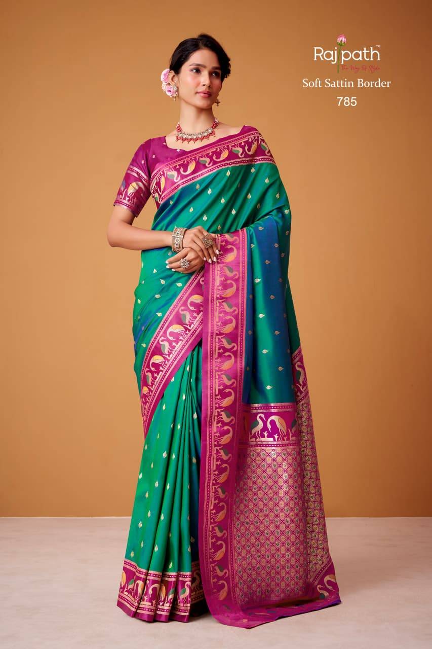 Flamingo By Rajpath 782 To 789 Series Indian Traditional Wear Collection Beautiful Stylish Fancy Colorful Party Wear & Occasional Wear Soft Satin Silk Sarees At Wholesale Price