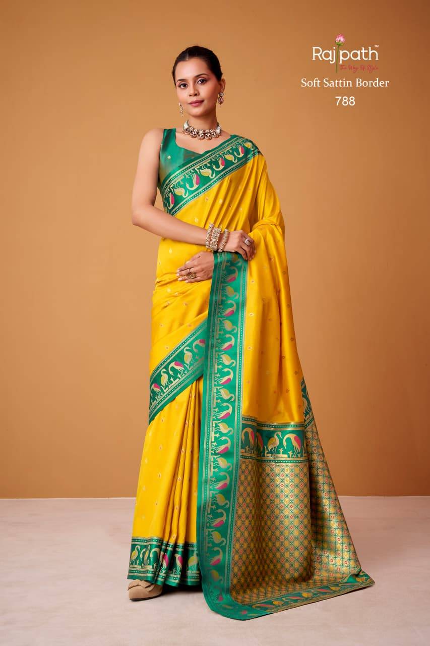 Flamingo By Rajpath 782 To 789 Series Indian Traditional Wear Collection Beautiful Stylish Fancy Colorful Party Wear & Occasional Wear Soft Satin Silk Sarees At Wholesale Price