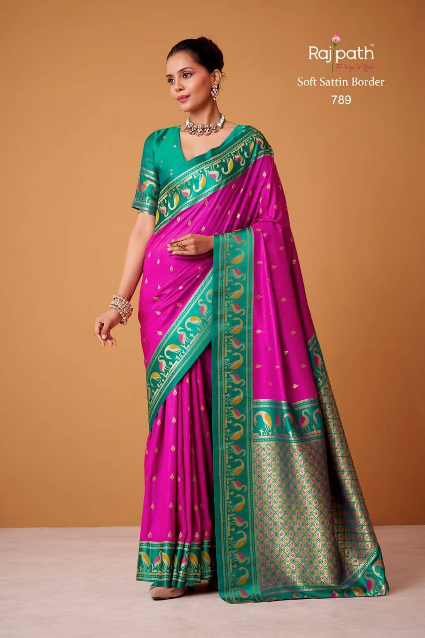 Flamingo By Rajpath 782 To 789 Series Indian Traditional Wear Collection Beautiful Stylish Fancy Colorful Party Wear & Occasional Wear Soft Satin Silk Sarees At Wholesale Price