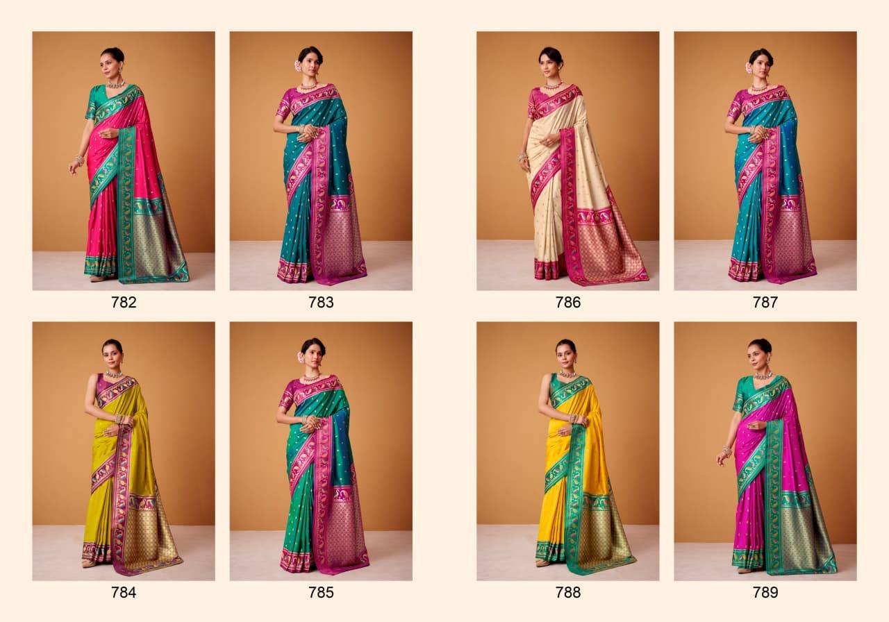 Flamingo By Rajpath 782 To 789 Series Indian Traditional Wear Collection Beautiful Stylish Fancy Colorful Party Wear & Occasional Wear Soft Satin Silk Sarees At Wholesale Price
