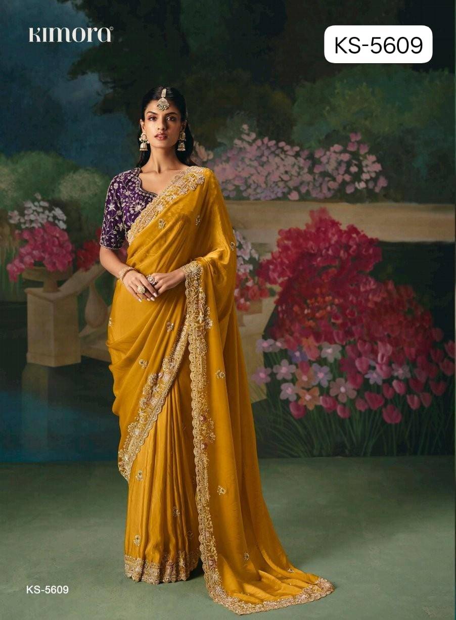 Iconic Vol-3 By Kimora Fashion 5601 To 5611 Series Indian Traditional Wear Collection Beautiful Stylish Fancy Colorful Party Wear & Occasional Wear Fancy Sarees At Wholesale Price