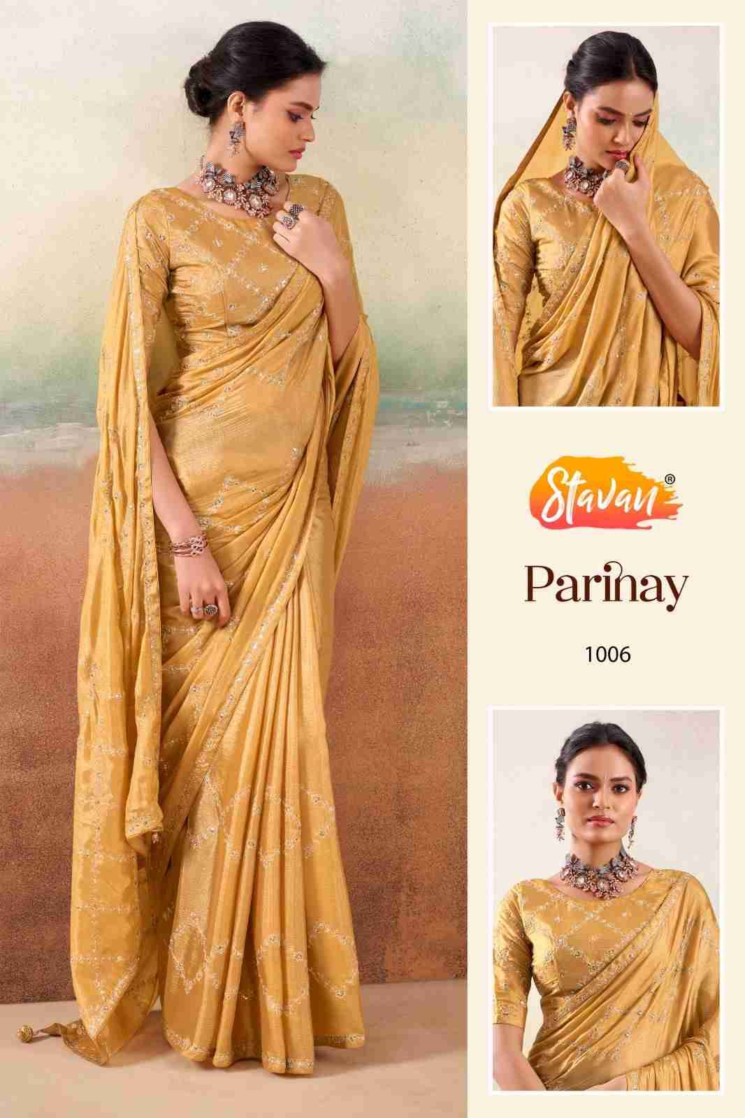 Parinay By Stavan 1001 To 1010 Series Indian Traditional Wear Collection Beautiful Stylish Fancy Colorful Party Wear & Occasional Wear Fancy Sarees At Wholesale Price