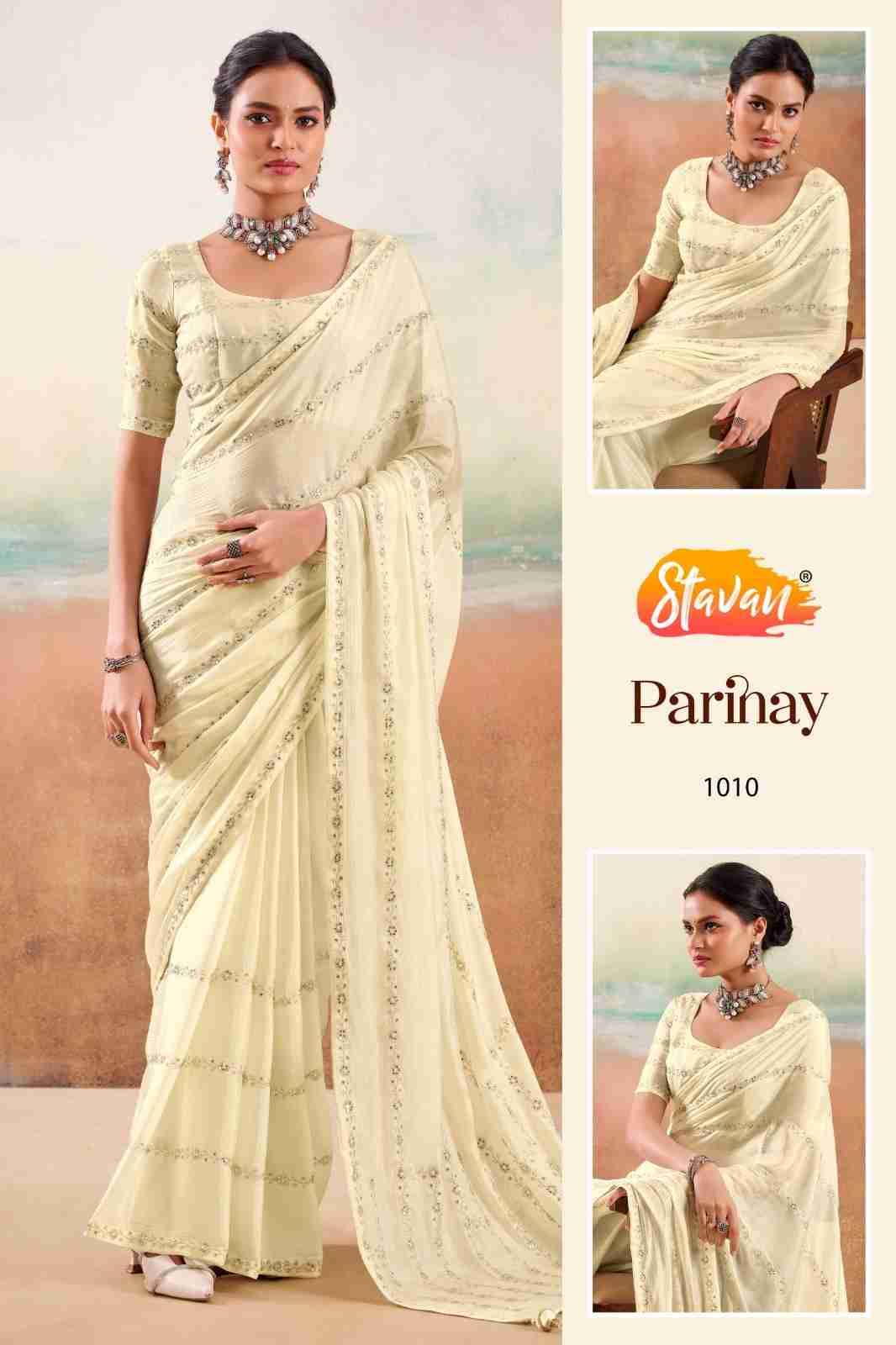 Parinay By Stavan 1001 To 1010 Series Indian Traditional Wear Collection Beautiful Stylish Fancy Colorful Party Wear & Occasional Wear Fancy Sarees At Wholesale Price
