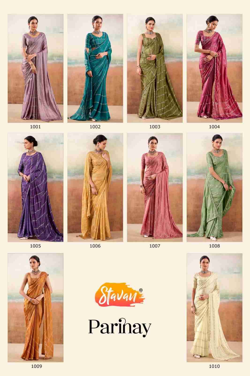 Parinay By Stavan 1001 To 1010 Series Indian Traditional Wear Collection Beautiful Stylish Fancy Colorful Party Wear & Occasional Wear Fancy Sarees At Wholesale Price