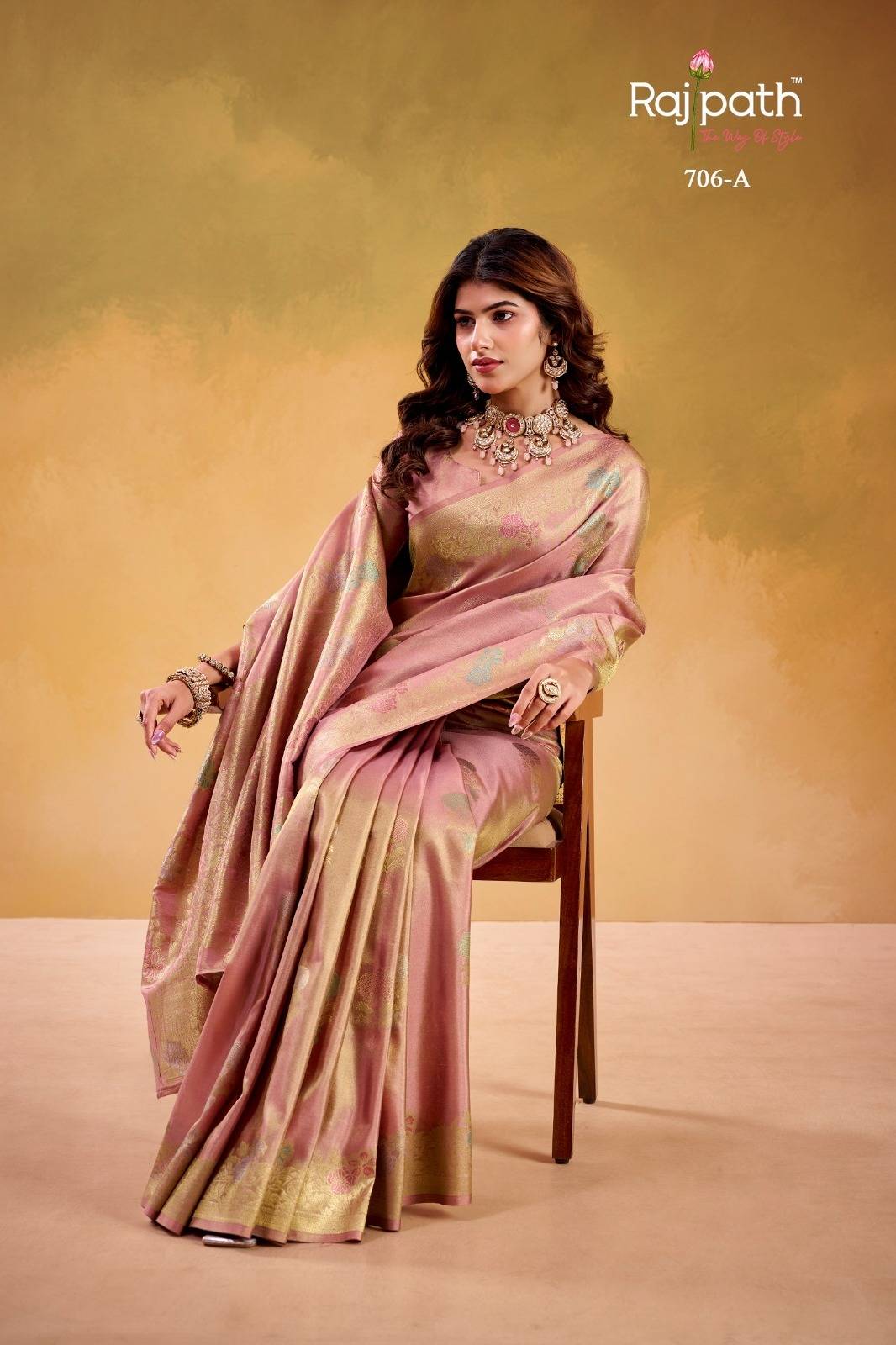 Korian By Rajpath 706-A To 706-E Series Indian Traditional Wear Collection Beautiful Stylish Fancy Colorful Party Wear & Occasional Wear Kora Tissue Sarees At Wholesale Price