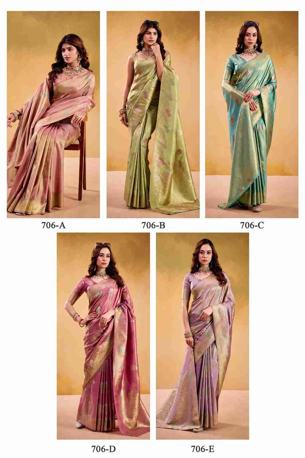 Korian By Rajpath 706-A To 706-E Series Indian Traditional Wear Collection Beautiful Stylish Fancy Colorful Party Wear & Occasional Wear Kora Tissue Sarees At Wholesale Price