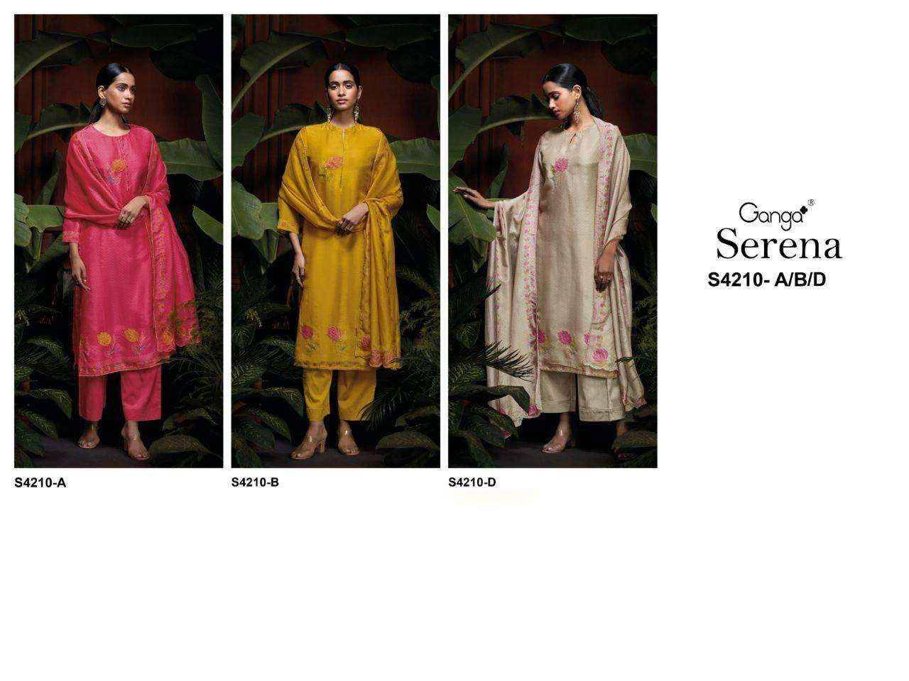 Serena-4210 By Ganga Fashion Beautiful Festive Suits Stylish Colorful Fancy Casual Wear & Ethnic Wear Premium Bemberg Silk Print Dresses At Wholesale Price