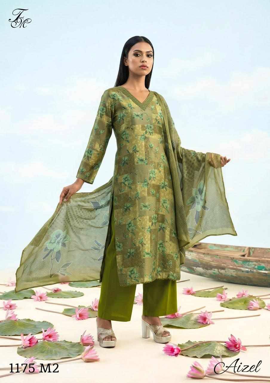 Aizel By T And M Designer Studio Beautiful Festive Suits Colorful Stylish Fancy Casual Wear & Ethnic Wear Muslin Silk Dresses At Wholesale Price