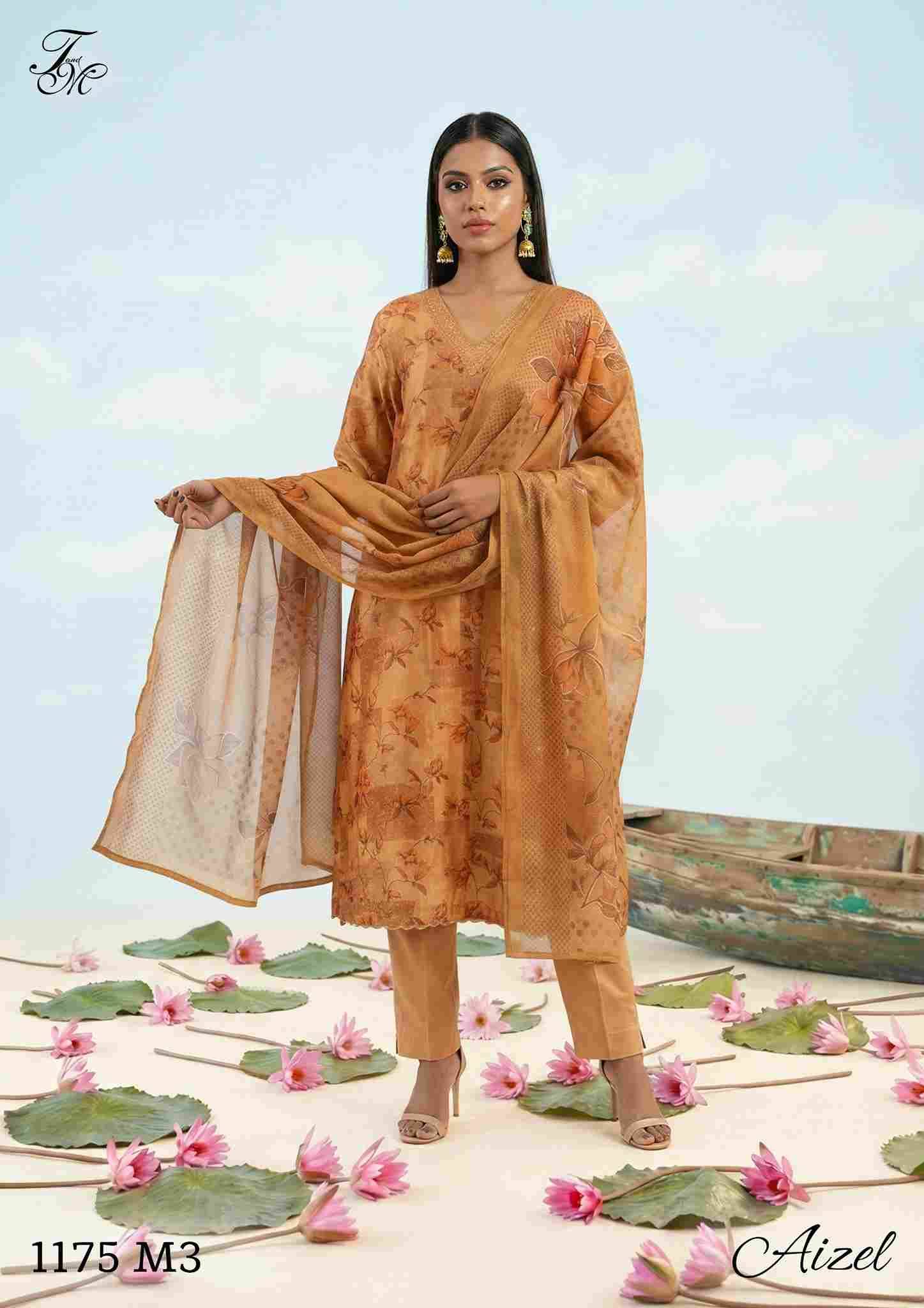 Aizel By T And M Designer Studio Beautiful Festive Suits Colorful Stylish Fancy Casual Wear & Ethnic Wear Muslin Silk Dresses At Wholesale Price