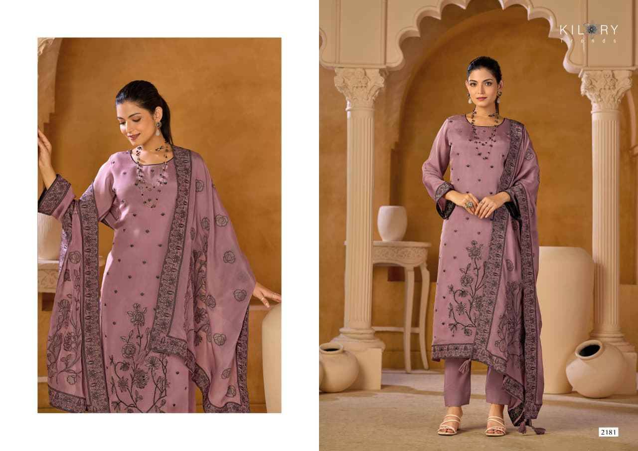 Aarzoo By Kilory 2181 To 2184 Series Beautiful Festive Suits Colorful Stylish Fancy Casual Wear & Ethnic Wear Pure Organza Silk Dresses At Wholesale Price