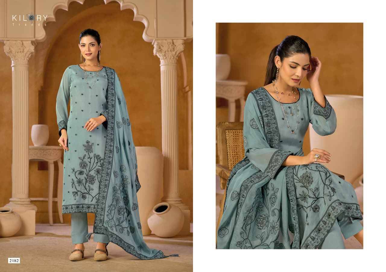 Aarzoo By Kilory 2181 To 2184 Series Beautiful Festive Suits Colorful Stylish Fancy Casual Wear & Ethnic Wear Pure Organza Silk Dresses At Wholesale Price