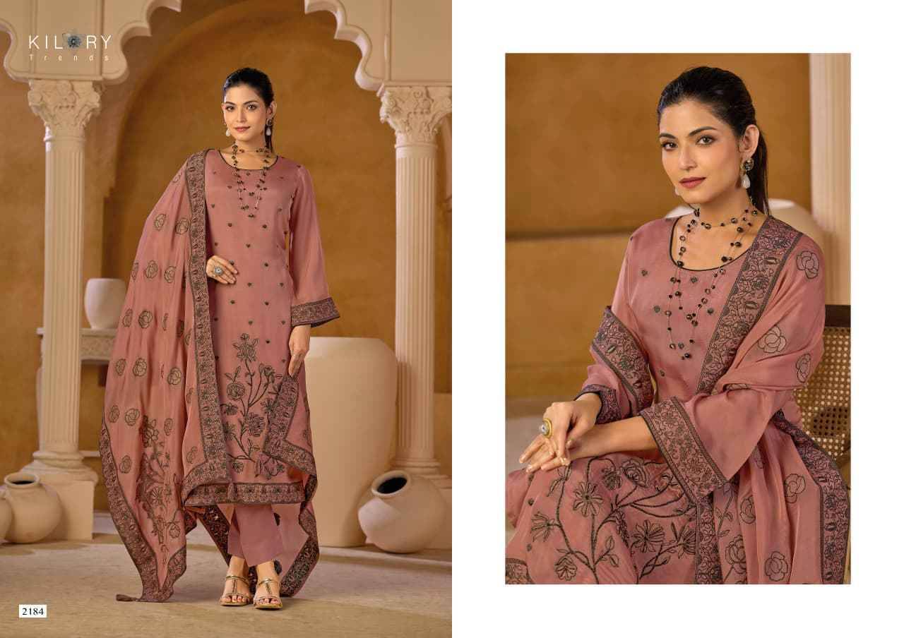 Aarzoo By Kilory 2181 To 2184 Series Beautiful Festive Suits Colorful Stylish Fancy Casual Wear & Ethnic Wear Pure Organza Silk Dresses At Wholesale Price