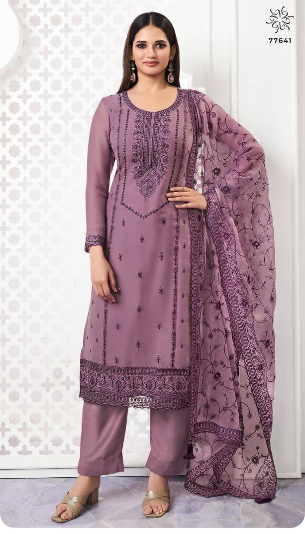 Saahi By Kuleesh 77641 To 77644 Series Designer Festive Suits Collection Beautiful Stylish Fancy Colorful Party Wear & Occasional Wear Premium Organza Chiffon Dresses At Wholesale Price