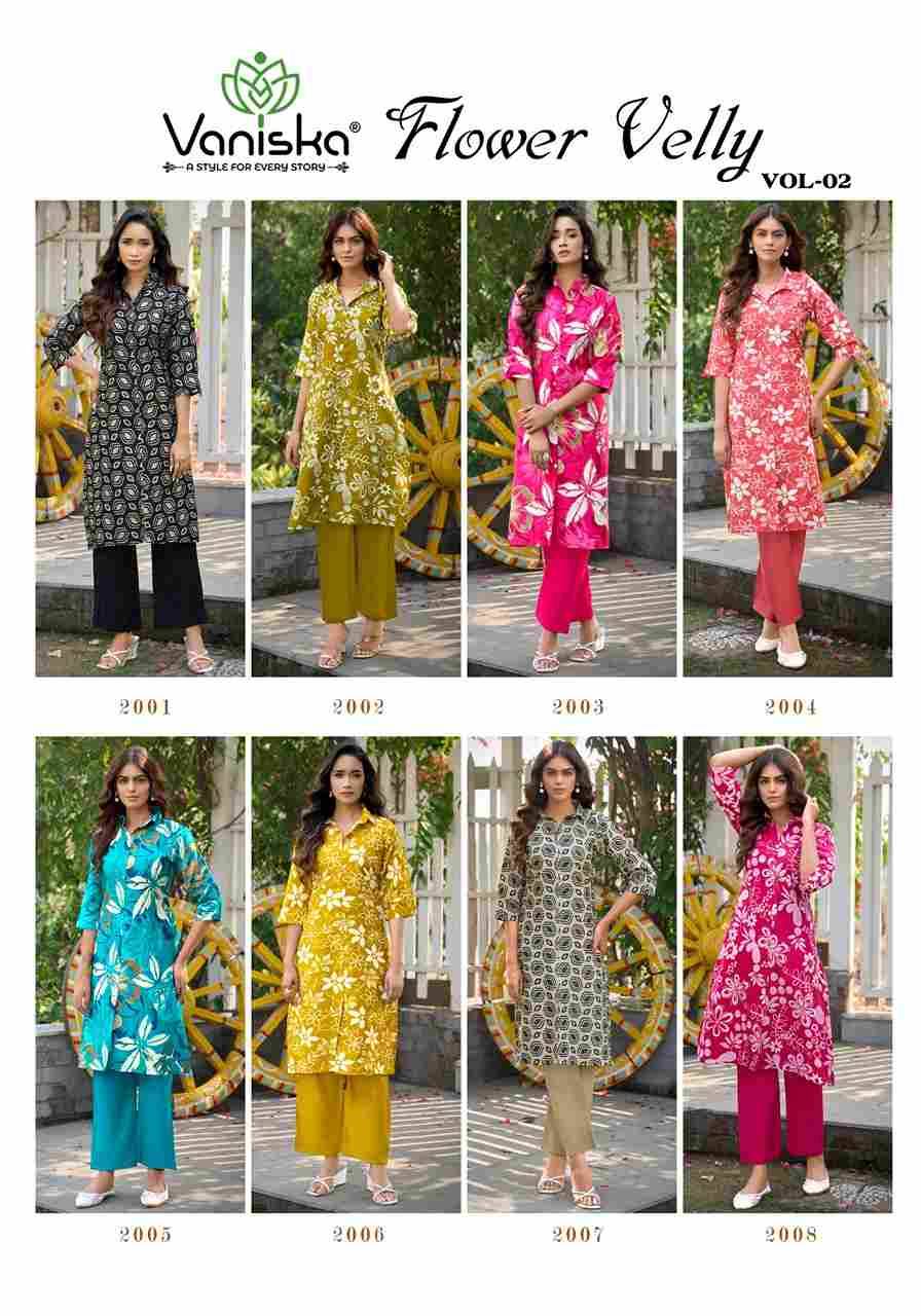 Flower Velly Vol-2 By Vaniska 2001 To 2008 Series Designer Stylish Fancy Colorful Beautiful Party Wear & Ethnic Wear Collection Vertican Print Kurtis With Bottom At Wholesale Price