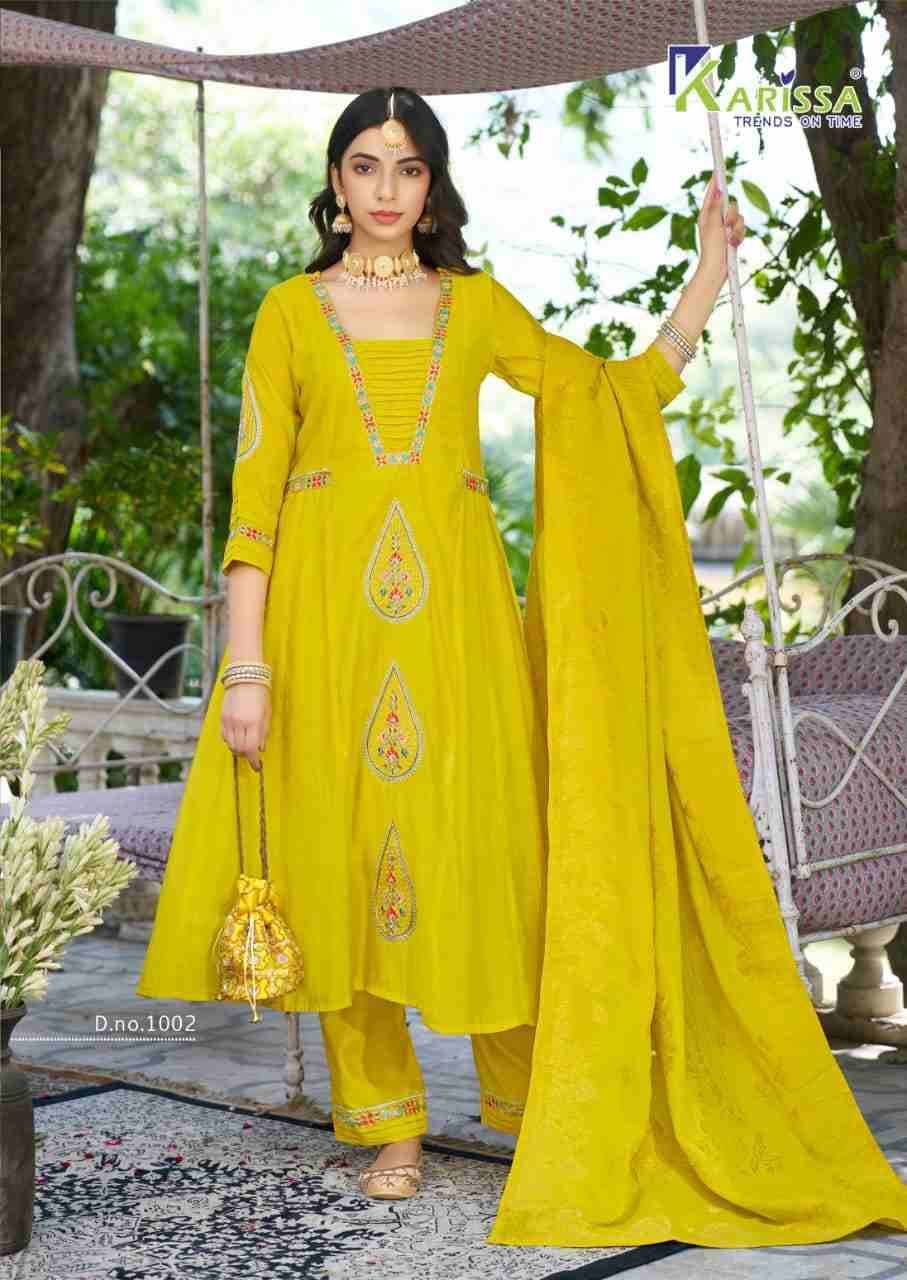Occasion By Karissa 1001 To 1004 Series Designer Festive Suits Collection Beautiful Stylish Fancy Colorful Party Wear & Occasional Wear Pure Chanderi Dresses At Wholesale Price