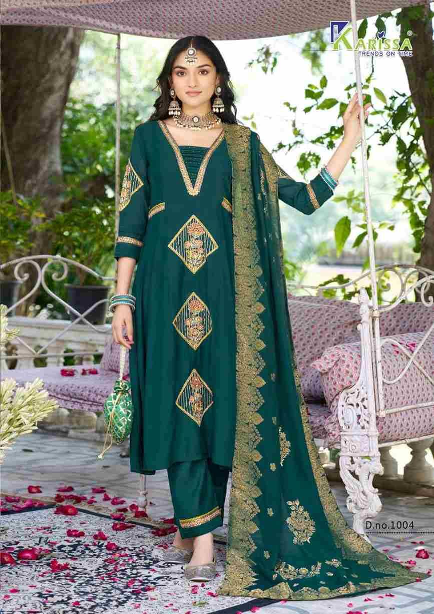Occasion By Karissa 1001 To 1004 Series Designer Festive Suits Collection Beautiful Stylish Fancy Colorful Party Wear & Occasional Wear Pure Chanderi Dresses At Wholesale Price