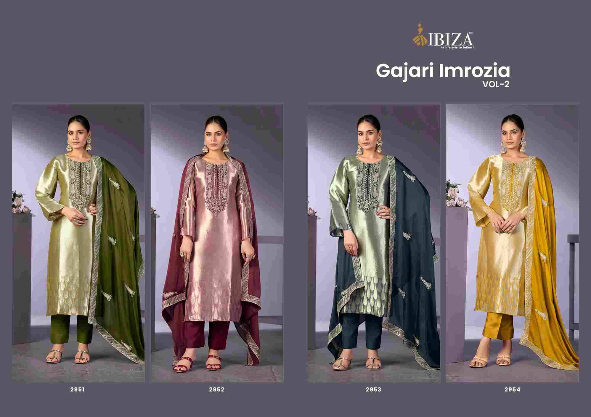 Gajari Imrozia Vol-2 By Ibiza 2951 To 2954 Series Designer Festive Suits Beautiful Fancy Stylish Colorful Party Wear & Occasional Wear Pure Silk Jacquard Dresses At Wholesale Price
